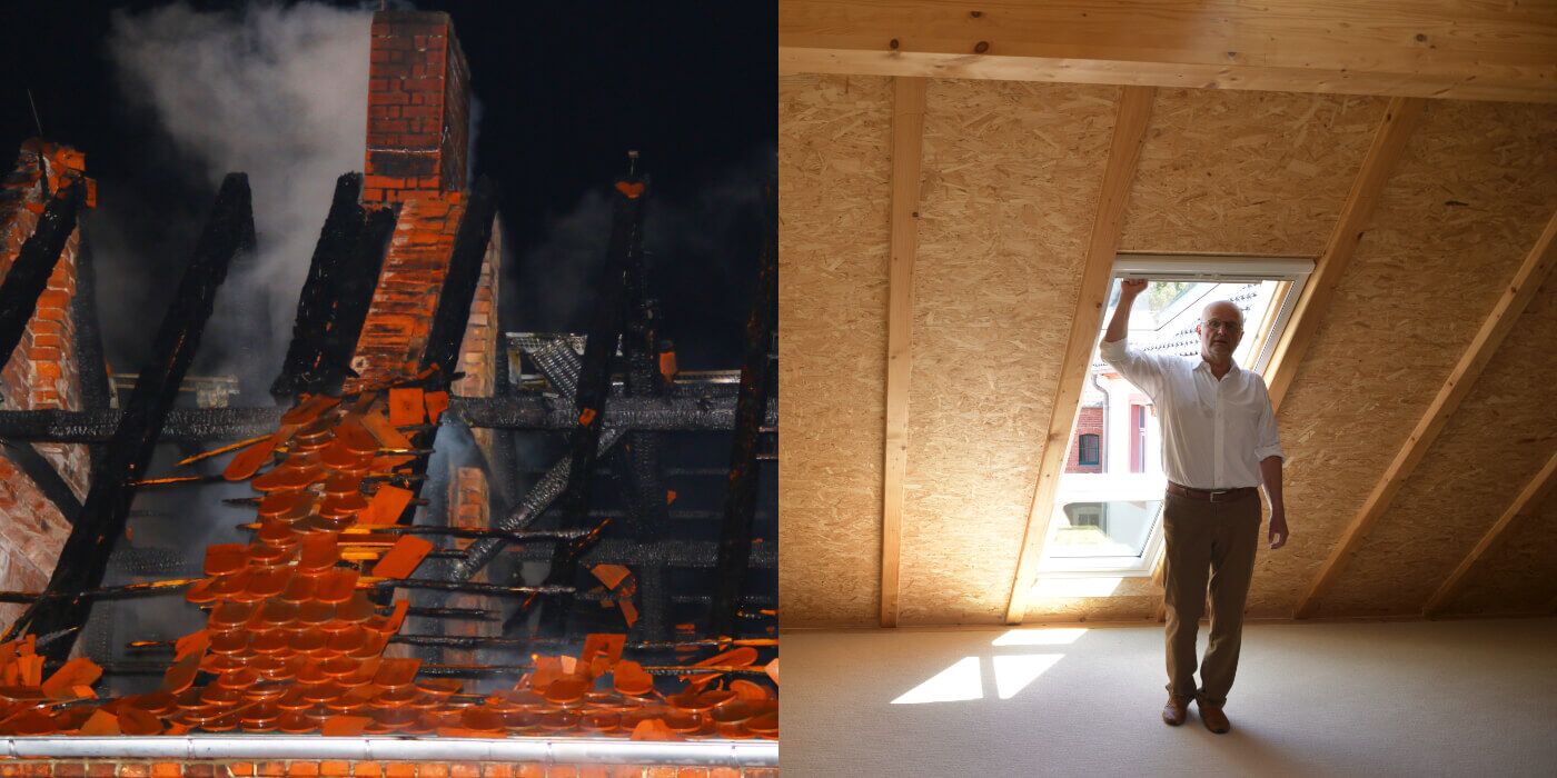 Je schneller das Gebäude wieder geschlossen wird, desto größer sind die Möglichkeiten einer wirtschaftlichen und nachhaltigen Brandschadensanierung. ©Rehhahn Bau